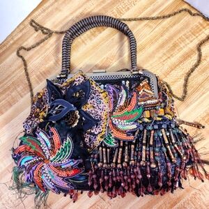 Chico's Vintage Chain Strap Sequined Designer Bag Pristine Cond Unique S…